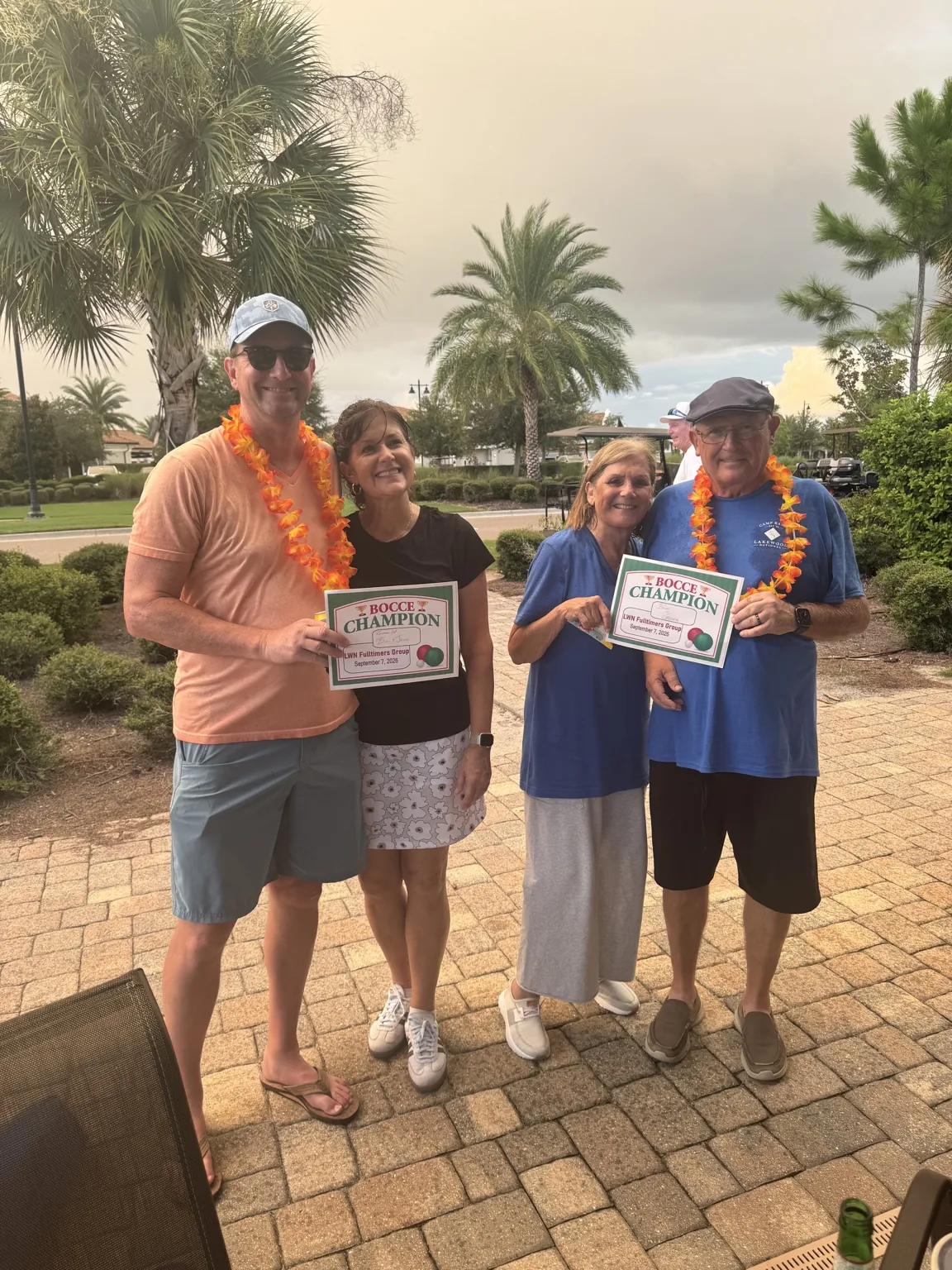 Bocce champions with friends