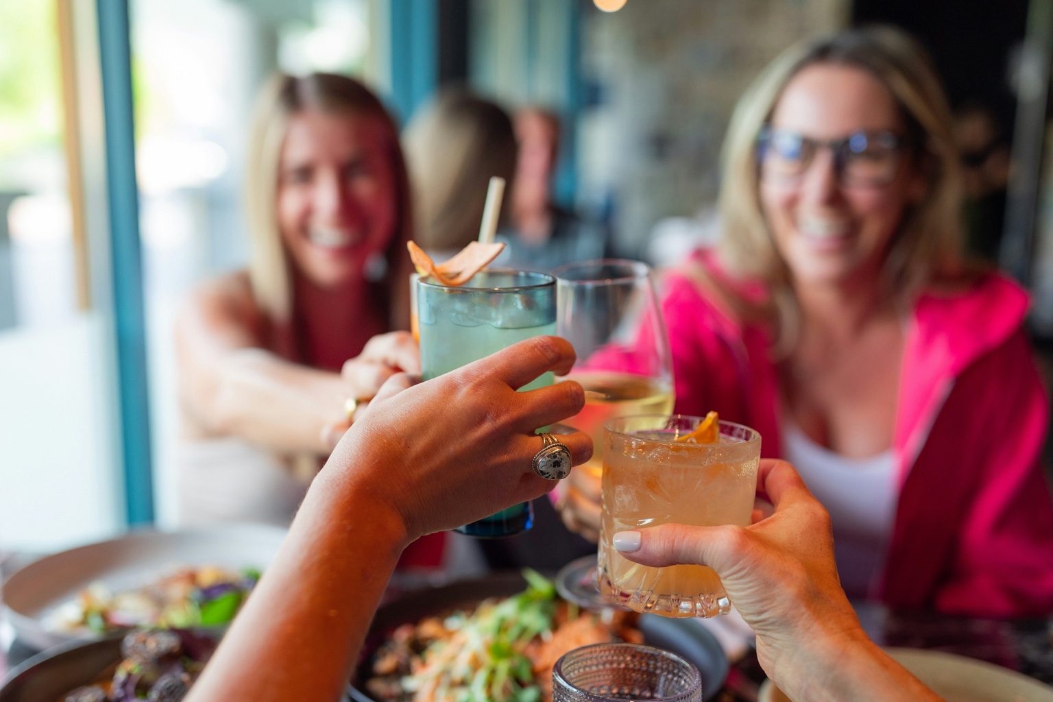 Friends enjoying drinks together