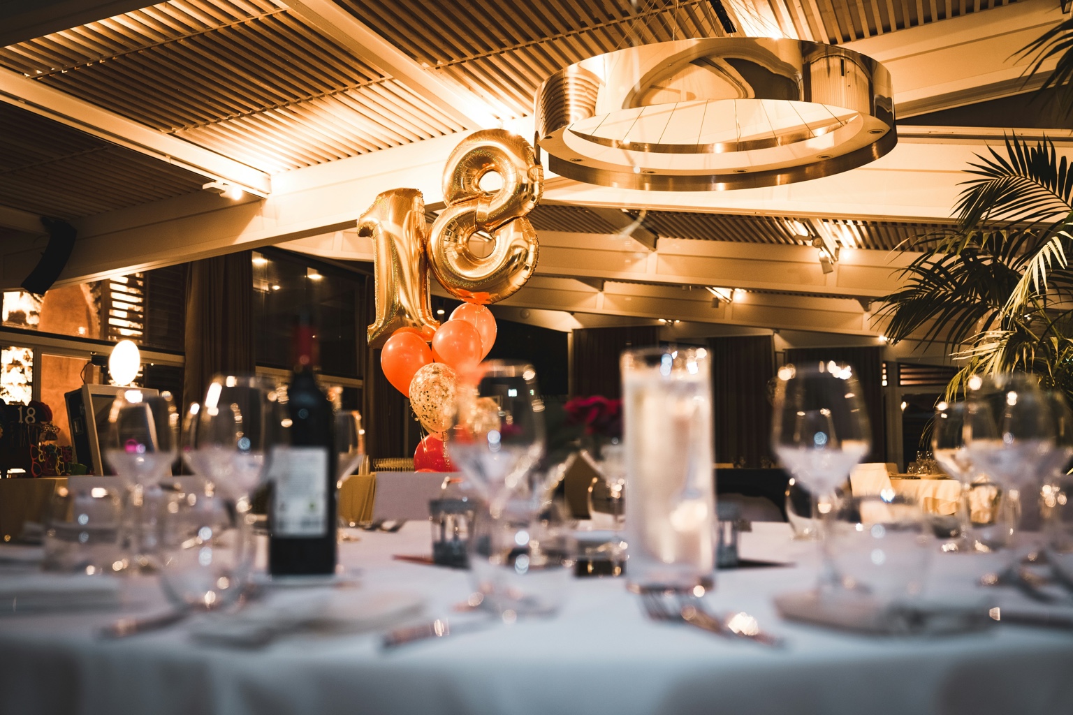 Dining room decorated for a special event